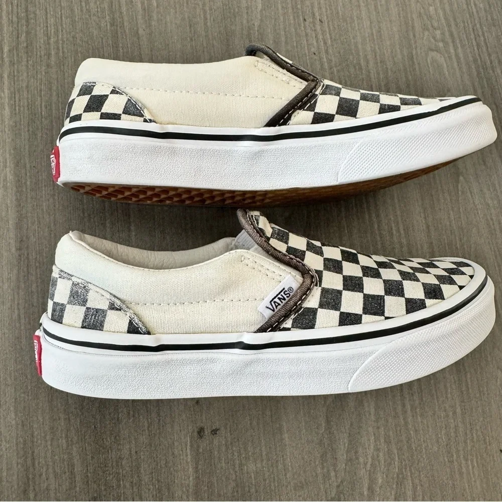 Vans kids unisex black white checkerboard slip on shoes size 2 - Picture 6 of 9